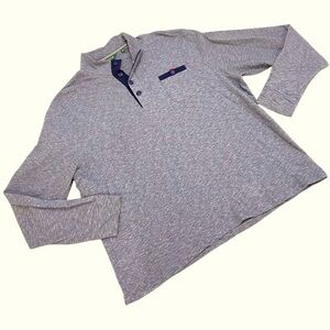 Men’s Orvis Henley long sleeve 1/4 button down gray/navy chest pocket top sz xl
